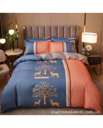 Large version flower thickened plant cashmere frosted four piece set, winter student wholesale bedding three piece set