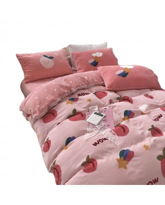 Four-piece winter milk velvet bedding baby velvet short plush flannel duvet cover sheet coral velvet bedding sheet custom