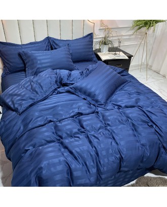 Factory direct Hospital bedsheets downed comforter sets luxury satin stripe bedding set 100% polyester fabric with good price