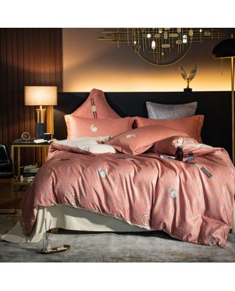 new style washed tencel four-piece European style light luxury 60s spring and summer cold silky quilt cover bedding set