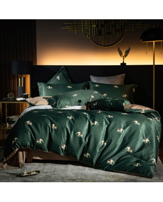 new style washed tencel four-piece European style light luxury 60s spring and summer cold silky quilt cover bedding set