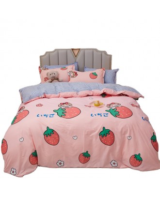 new arrivals high quality soft quilt sheet sets bedding set wholesale Twin pink strawberry printing girl bed set