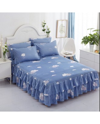 Lotus leaf bed skirt-style 1 piece bed sheet bedspread,European princess style simple protective cover Bed skirt three-piece set