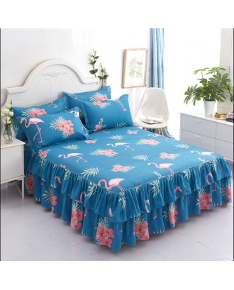 Lotus leaf bed skirt-style 1 piece bed sheet bedspread,European princess style simple protective cover Bed skirt three-piece set