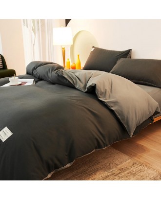 New Nordic skin-friendly four-piece cotton set. Pure pigment color double bedding set