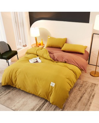 New Nordic skin-friendly four-piece cotton set. Pure pigment color double bedding set