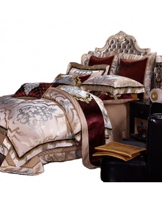 Satin jacquard four-piece suit European-style palace modal king  size bed sheet duvet cover wedding luxury bedding