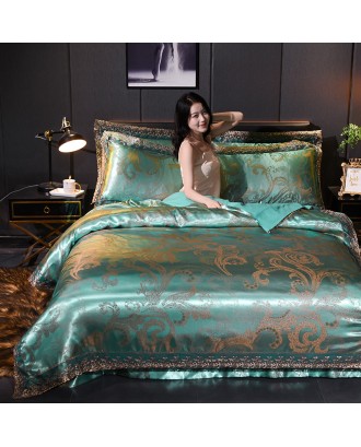 Satin jacquard four-piece suit European-style palace modal king  size bed sheet duvet cover wedding luxury bedding