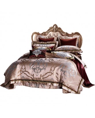 Luxury washed satin silk four-piece set 120  light luxury embroidered jacquard bedding sheet 220*240 Wedding bedding set