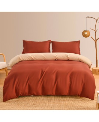 Amazon stock solid color bedding sheet four-piece three-piece set.King Queen size 2.2 Meters two-tone duvet cover Bed sheets
