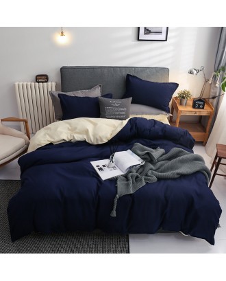 New Design Hot Sale Cotton Microfiber Solid color Bedding Set Double Brushed Friendly Four-piece Suit Sheets Pillowcase Bed Set