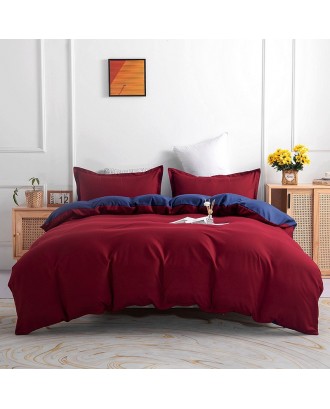 New Design Hot Sale Cotton Microfiber Solid color Bedding Set Double Brushed Friendly Four-piece Suit Sheets Pillowcase Bed Set