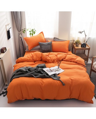 New Design Hot Sale Cotton Microfiber Solid color Bedding Set Double Brushed Friendly Four-piece Suit Sheets Pillowcase Bed Set