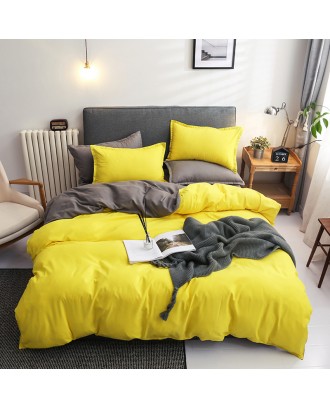 New Design Hot Sale Cotton Microfiber Solid color Bedding Set Double Brushed Friendly Four-piece Suit Sheets Pillowcase Bed Set