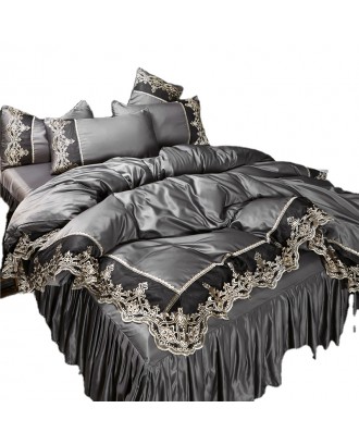 New fashion double-sided high-quality premium silk bedding set sheets king /queen size duvet cover