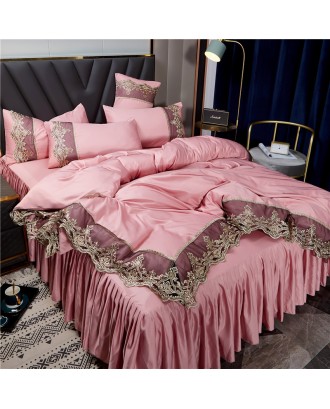 New fashion double-sided high-quality premium silk bedding set sheets king /queen size duvet cover