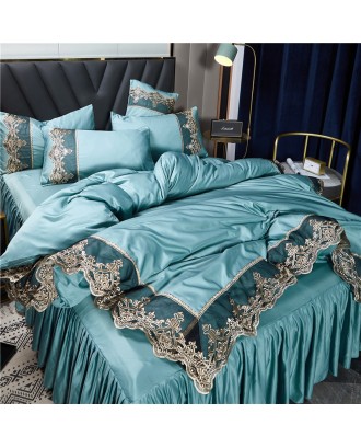 New fashion double-sided high-quality premium silk bedding set sheets king /queen size duvet cover