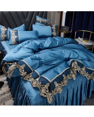 New fashion double-sided high-quality premium silk bedding set sheets king /queen size duvet cover