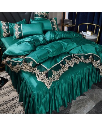 New fashion double-sided high-quality premium silk bedding set sheets king /queen size duvet cover