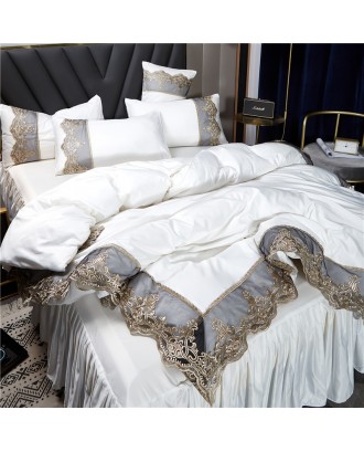 New fashion double-sided high-quality premium silk bedding set sheets king /queen size duvet cover