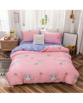 Comfortable high-quality four-piece cotton duvet cover in winter, custom cartoon bedding for children at home