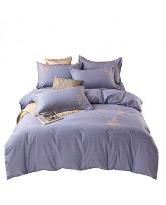 Winter cotton embroidered warm bedding. High-grade cotton four-piece duvet cover bedding sheet