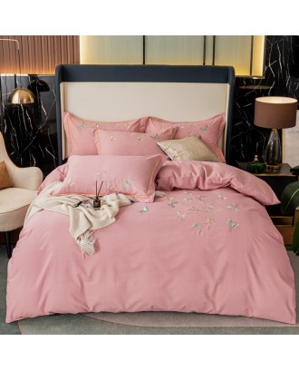 Winter cotton embroidered warm bedding. High-grade cotton four-piece duvet cover bedding sheet