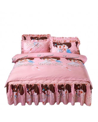 Factory direct selling hot-selling cotton microfiber cartoon children's bed skirt bedding set for home