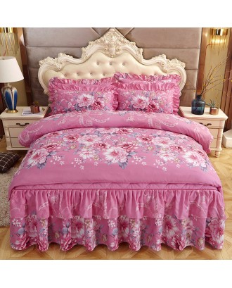 Factory direct selling hot-selling cotton microfiber cartoon children's bed skirt bedding set for home