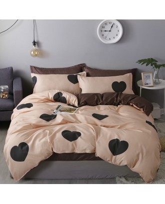 Custom Bedding Set Good Quality Cotton Bed Set New Design Heart Printing Duvet Cover Set Printed Bedset