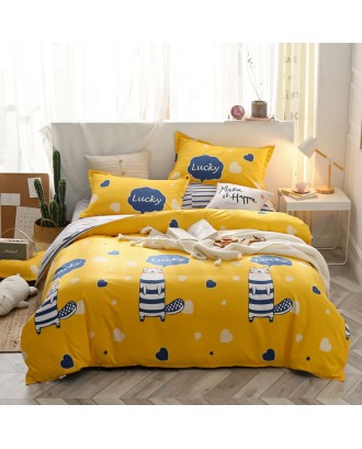 Bedding Set Floral Printed Bedding Sheet Bilateral Bed Skirt + 2 Pair Of Pillowcase 4 Bedsheets Bed Sheet Set 100% Cotton