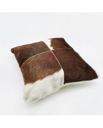 High Quality Luxury 18x18 20x20 Inches Pillowcase For Home Decor brown White Cowhide Leather Patchwork Throw Pillow Cover