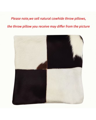 High Quality Luxury 18x18 20x20 Inches Pillowcase For Home Decor brown White Cowhide Leather Patchwork Throw Pillow Cover