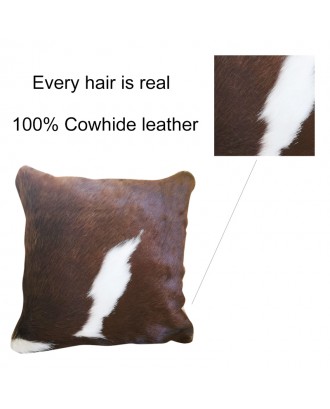 High Quality Luxury 18x18 20x20 Inches Pillowcase For Home Decor brown White Cowhide Leather Patchwork Throw Pillow Cover