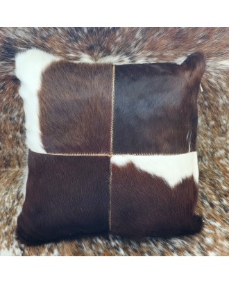 High Quality Luxury 18x18 20x20 Inches Pillowcase For Home Decor brown White Cowhide Leather Patchwork Throw Pillow Cover