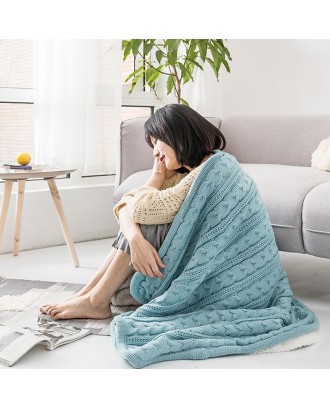 Top Sale chunky plush knitted plain dye fleece throw knitted blankets warm soft blanket for Lunch break