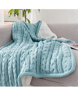 Top Sale chunky plush knitted plain dye fleece throw knitted blankets warm soft blanket for Lunch break