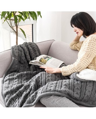 Top Sale chunky plush knitted plain dye fleece throw knitted blankets warm soft blanket for Lunch break