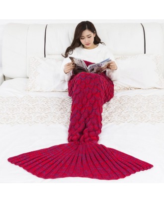 New Design Mermaid Tail Knitted Blanket factory OEM custom adult 100% acrylic fishtail blanket for children soft mermaid blanket