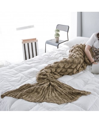 New Design Mermaid Tail Knitted Blanket factory OEM custom adult 100% acrylic fishtail blanket for children soft mermaid blanket