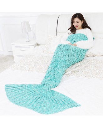 New Design Mermaid Tail Knitted Blanket factory OEM custom adult 100% acrylic fishtail blanket for children soft mermaid blanket