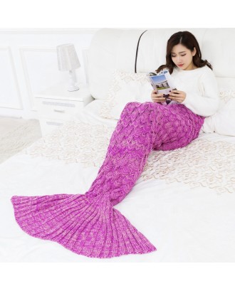 New Design Mermaid Tail Knitted Blanket factory OEM custom adult 100% acrylic fishtail blanket for children soft mermaid blanket