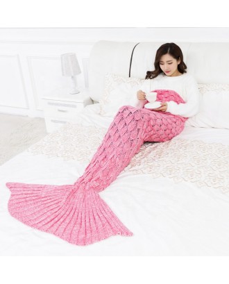 New Design Mermaid Tail Knitted Blanket factory OEM custom adult 100% acrylic fishtail blanket for children soft mermaid blanket