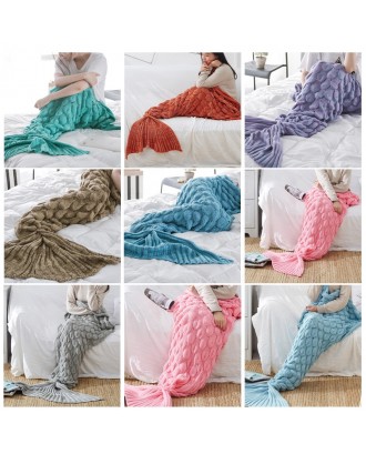 New Design Mermaid Tail Knitted Blanket factory OEM custom adult 100% acrylic fishtail blanket for children soft mermaid blanket