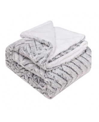 Luxury Lamb Wool Blanket Super Soft Thickened Double-layer Back Printing Faux Fur Fluffy Baby Throw Blanket