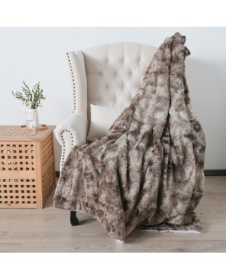 Luxury Lamb Wool Blanket Super Soft Thickened Double-layer Back Printing Faux Fur Fluffy Baby Throw Blanket