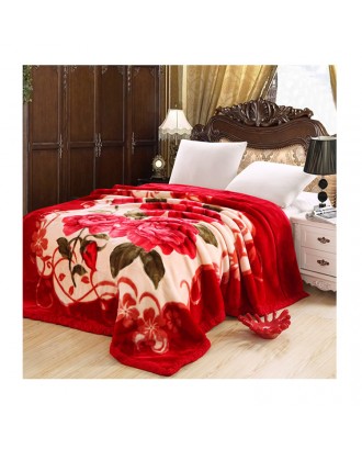 Wholesale in Stock Luxury Printed Thick Sherpa Fleece Blankets Super Soft Winter Red Heavy Raschel Mink Blanket