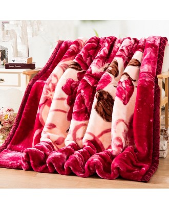 Wholesale in Stock Luxury Printed Thick Sherpa Fleece Blankets Super Soft Winter Red Heavy Raschel Mink Blanket