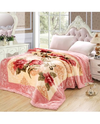 Wholesale in Stock Luxury Printed Thick Sherpa Fleece Blankets Super Soft Winter Red Heavy Raschel Mink Blanket