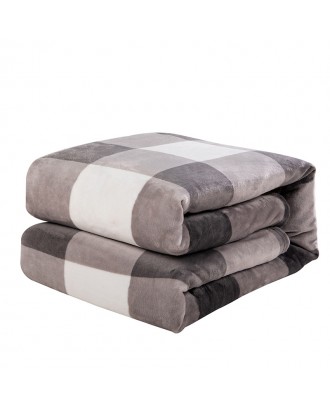 Customized Modern Simple Coral Fleece Blanket Thicken Printed Flannel Plaid Striped Blanket For Home Decor